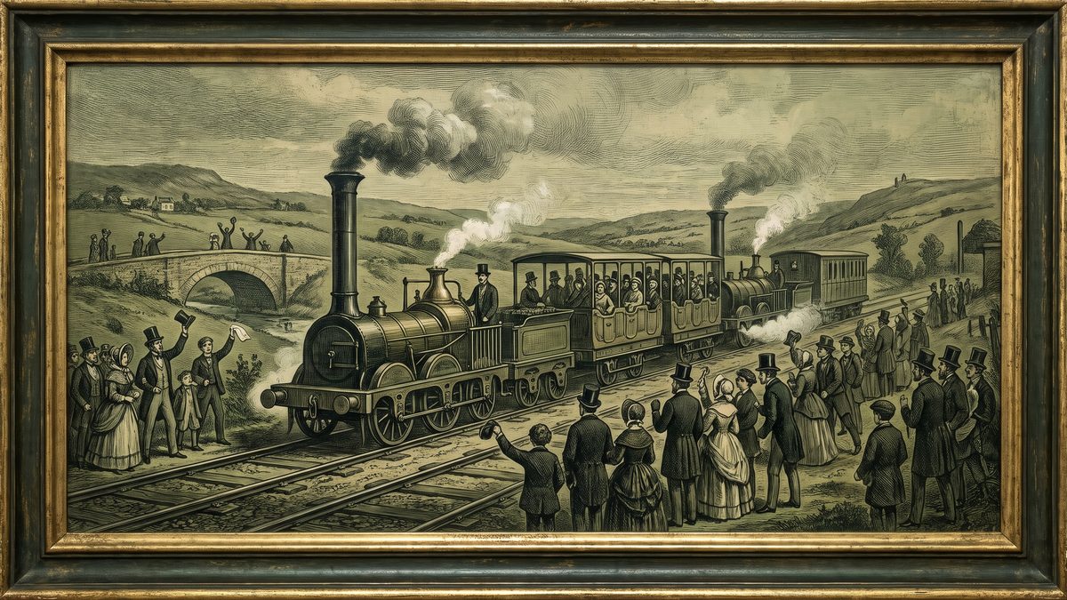 世界初の営業鉄道が開業するのイラスト